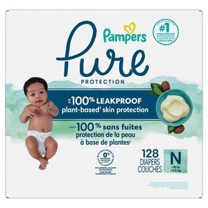 Pampers Pure Protection Diapers Size 0 128ct Shea Butter Liner Plant-Based